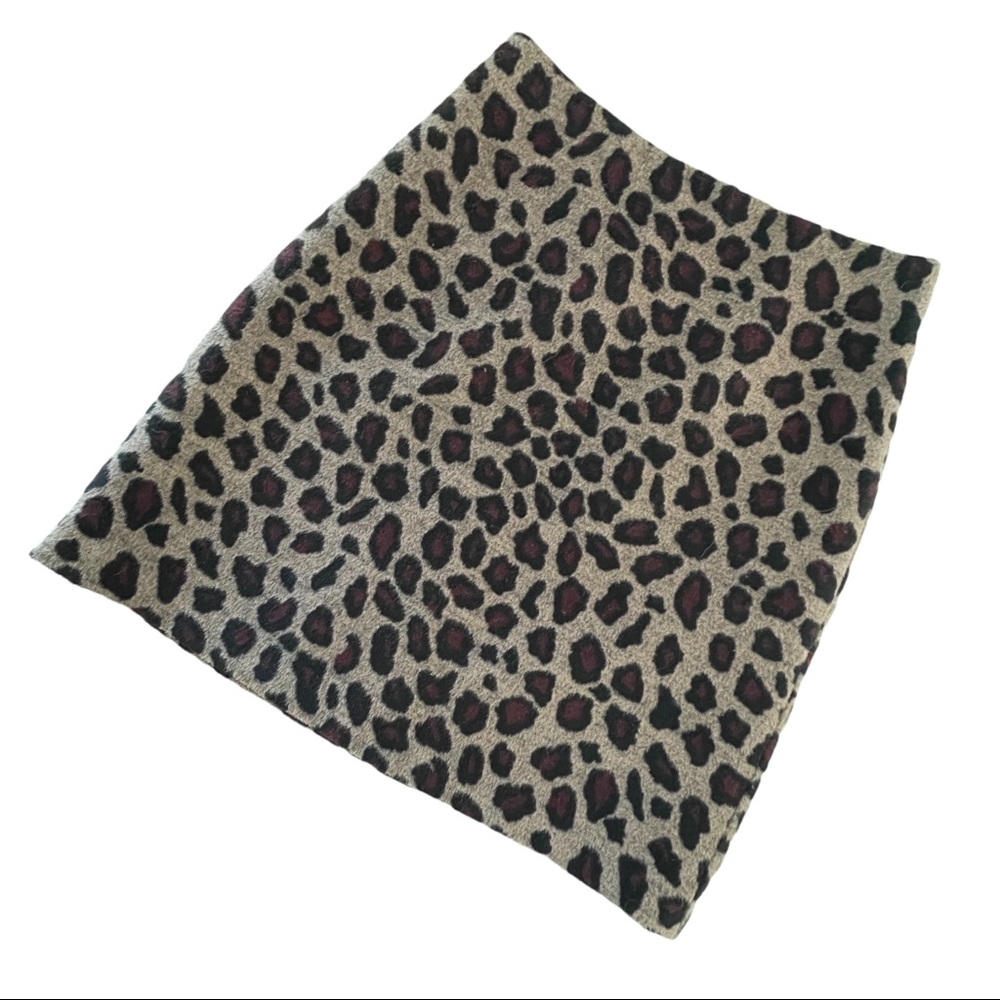 Ann Taylor Leopard Wool Blend A-Line Mini Skirt Size 0 Animal Print